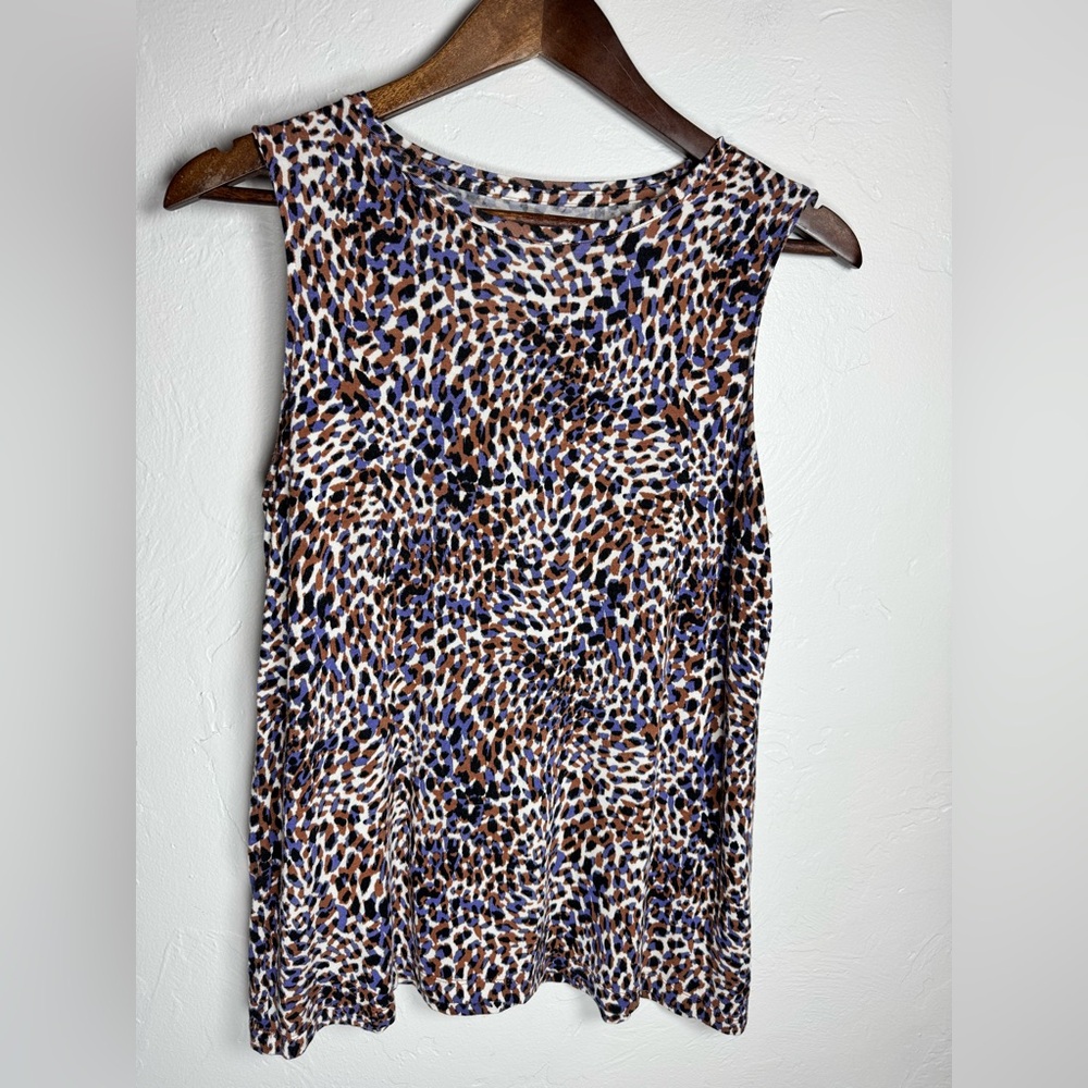 Nine West Soft Brown‎ Purple Black Animal Print Tank Top Size Medium